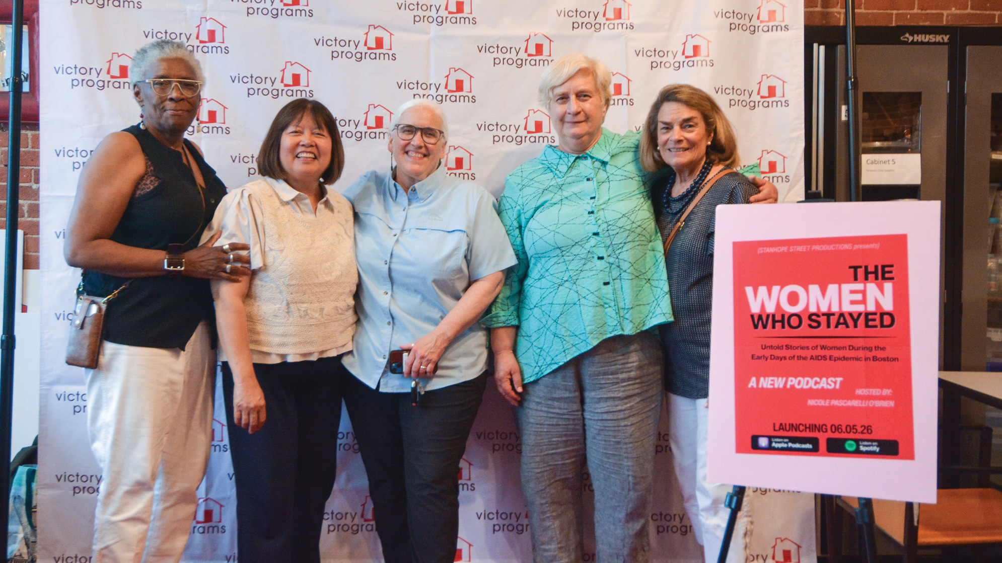 Holding the Line: Champions of peer support and compassionate care gather at the BLC. (L to R: Donyne Cowan, Amihan Jennifer Matias, Kristine Grimes, Cheryl Schaffer, and Pat Daoust.)